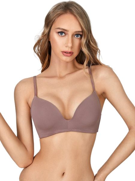 

solid wireless bralette b0fi#, Black;red