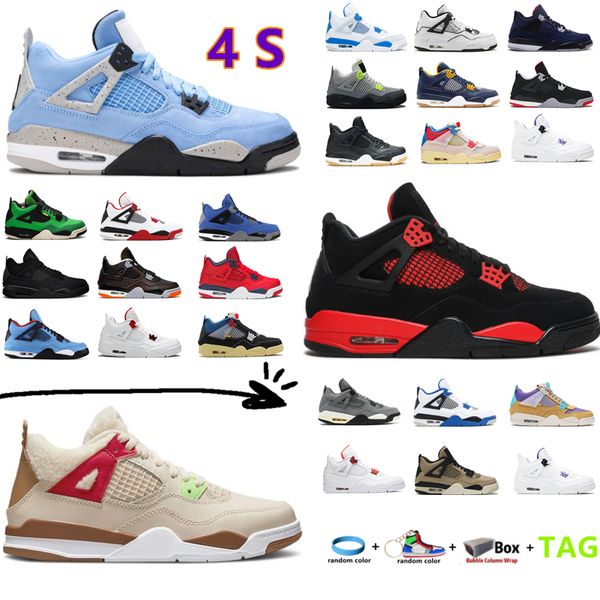

2022 fashion designer basketball shoes 4s lightning white oreo union university blue sail fire red man women trainers sneakers