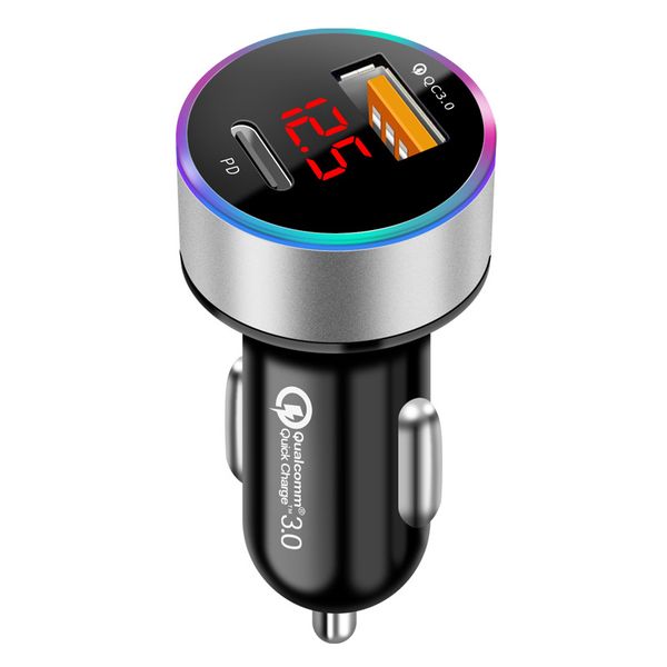 

in stock mini metal dual usb digital display chargers vehicle charging 2.4 multi-function car charger for cars mp3 phone camera pc