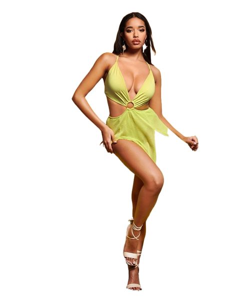 

sxy o-ring detail cut out waist split thigh lace up backless cami dress c5uc#, Black;gray