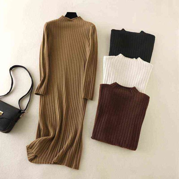 

hlbcbg oversized long straight women maxi dress autumn winter turtleneck thick warm sweater dresses pullover robe d ete femme t220804, Black;gray