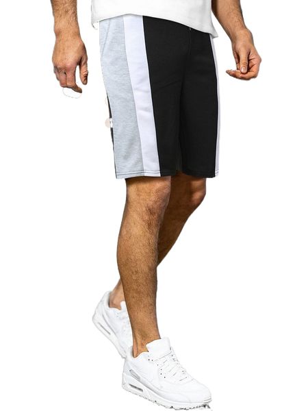 

men contrast side seam drawstring waist shorts j8jm#, White;black