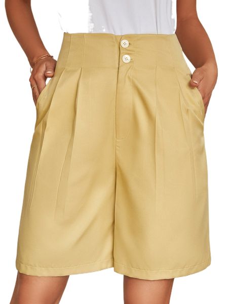 

button plicated detail shorts s7o1#, White;black