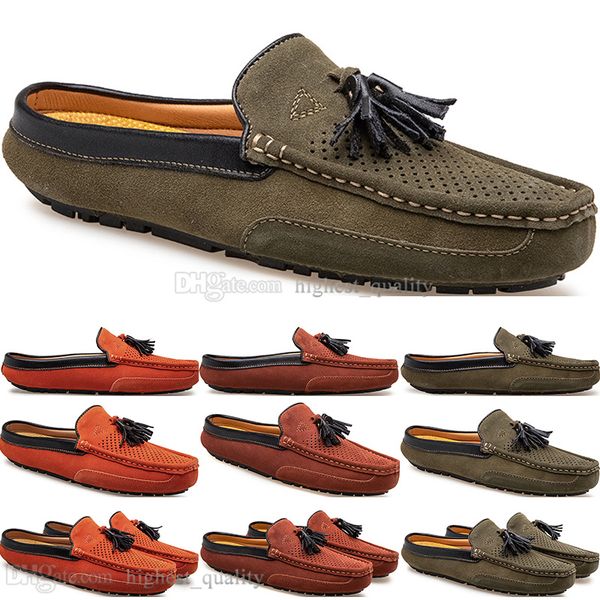 Primavera Verão Nova Moda Estilo Britânico Mens Lona Casual Ervilhas Shoes de Ervilhas Slippers Man Student Student Homens Preguiçoso Drive Overshoes Respirável 38-47 1266