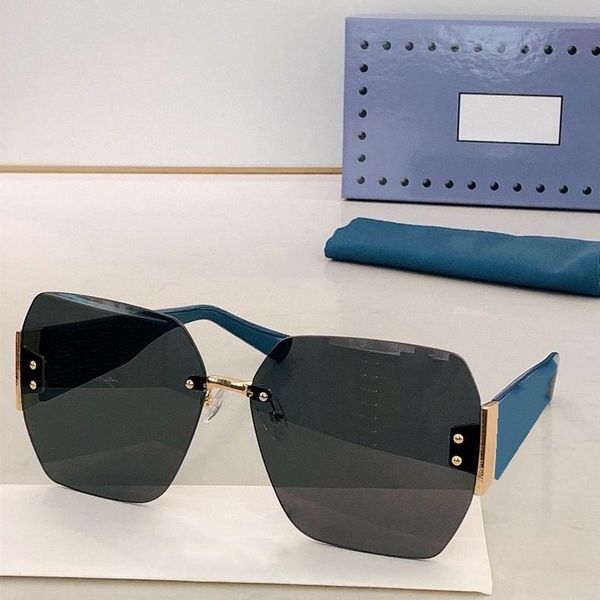 

2022 women men fashion sunglasses blue width plank frame black frameless lenses available with box, White;black