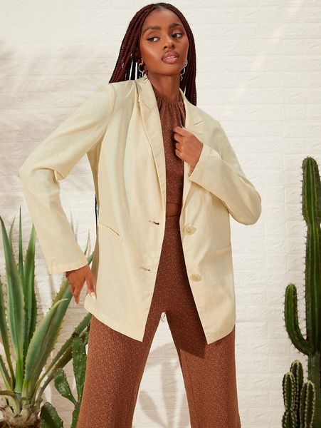 

newness single breasted pocket detail blazer r4lf#, White