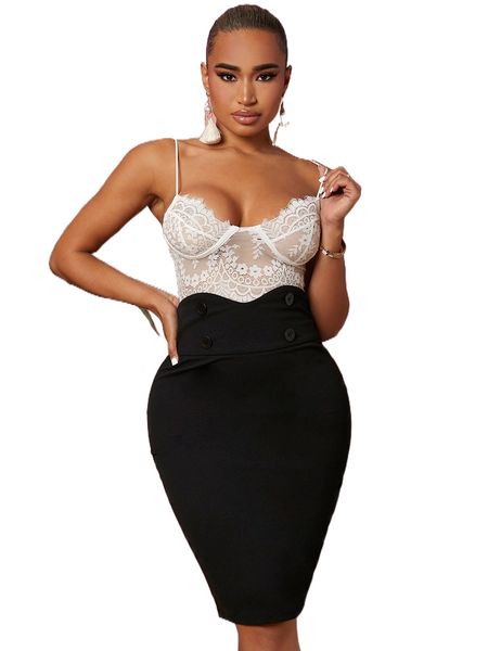 

sxy fake button asymmetrical waist pencil skirt 06xe#, Black