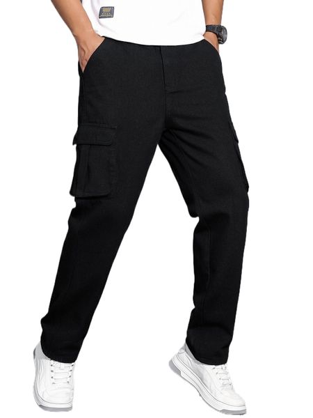 

men flap pocket cargo jeans l6o5#, Blue