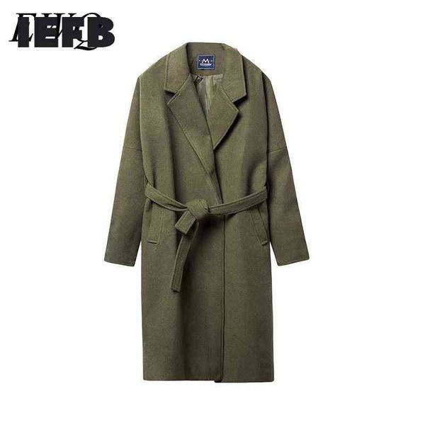 

iefb /men's wear overknee long coat fashion new thickening keep warm woolen overcoat male tide loose large size cloth 9y879 201120 t220, Black