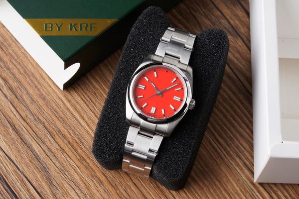 

men's wear classic designer watch waterproof design 316l boutique stainless steel watchband quality watch red face, Slivery;brown