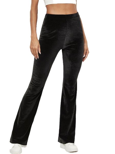 

flare leg velvet pants y68t#, Black;white