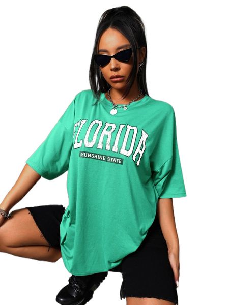 

l.etter graphic d.rop s.houlder o.versized tee 015s#, White