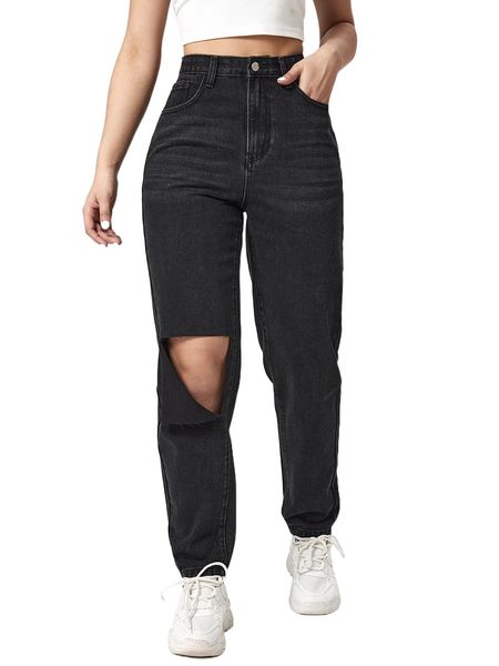 

high waisted ripped jeans 75gx#, Blue