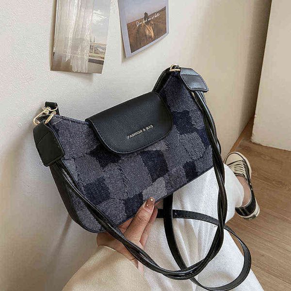 

french underarm bag splicing canvas summer new fashion trend with one shoulder messenger korean women's 220509