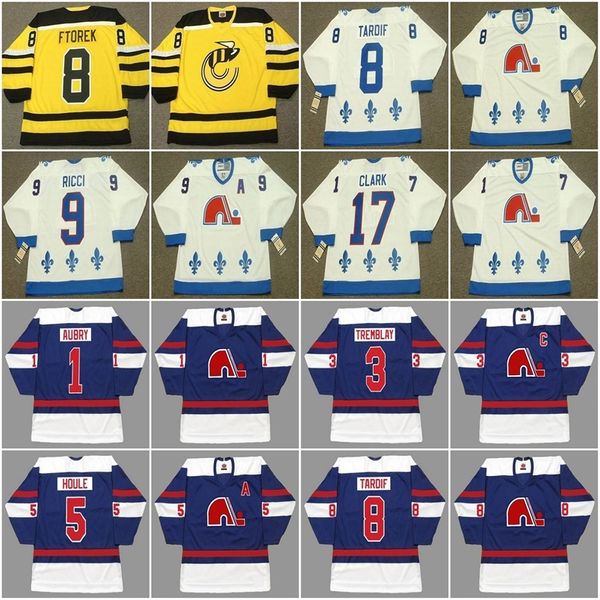 

c202 quebec nordiques jersey hockey 1 serge aubry 1974 tremblay houle tardif ftorek ricci cloutier 10 guy lafleur 1990 nolan parizeau sundin, Black