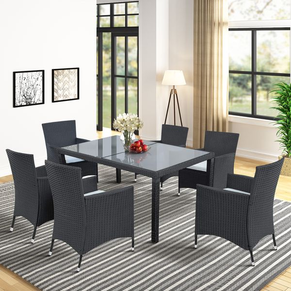 

outdoor wicker dining table for 7 terrace rattan furniture set