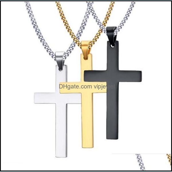 

pendant necklaces pendants jewelry mens cross stainless steel link chain necklace statement charm gifts fashion accessories drop delivery, Silver