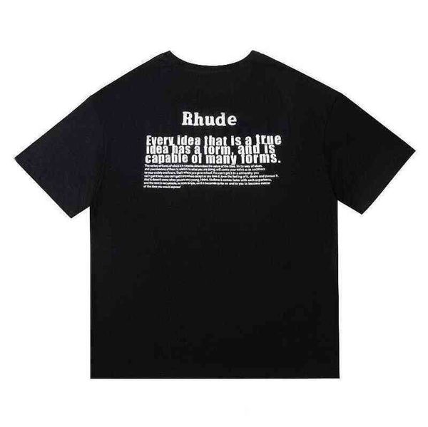 

designer luxury brand rhude t shirt rhude figure fall abstract short sleeve printed high street men's and women's loose summer t s, White;black