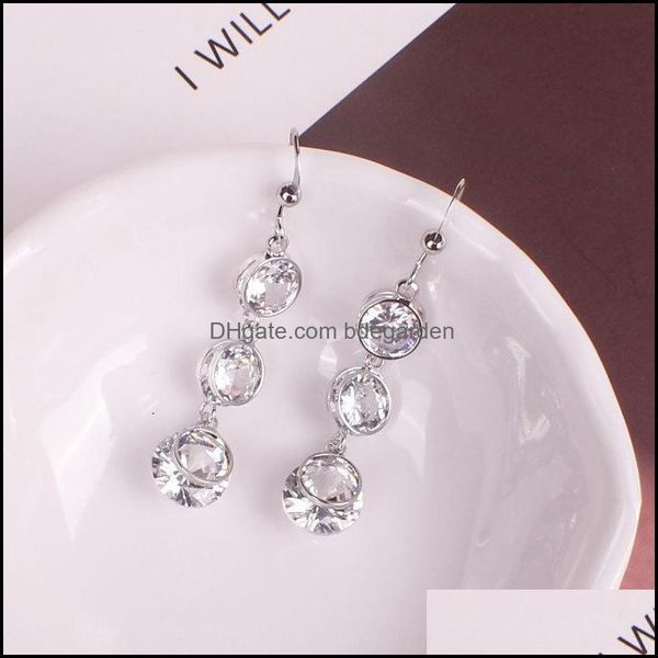 

stud earrings jewelry wholesale- designer women earing water drop rhinestone crystal pendant model no. n dh3hk, Golden;silver
