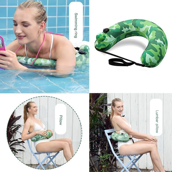 Aufblasbare Schwimmer, Schwimmgürtel, Ring, tragbarer Schwimmtrainer, Poolschwimmer, Reise-Nackenkissen für Kinder und Erwachsene