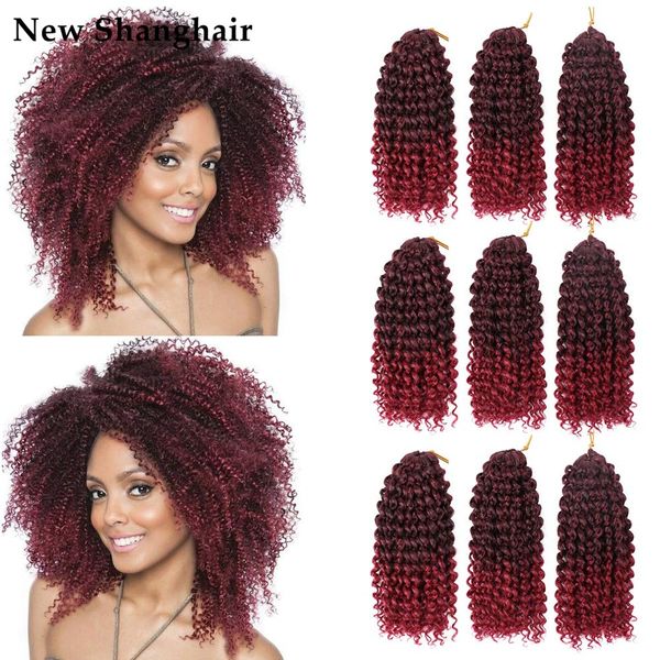 

8" crochet marlybob synthetic hair braids ombre color low tmeperature fiber hair extension 3pcs/set 90g bs05, Black