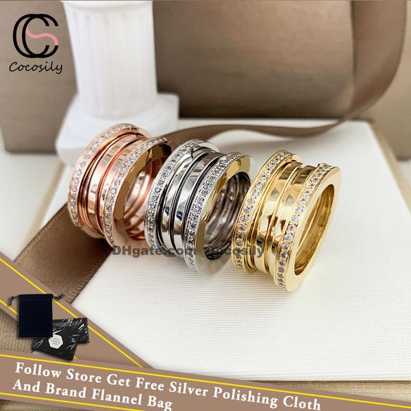 

trend roman spiral spring with side stones ring men women sterling silver s925 jewelry luxury banquet classic romantic full diamond noble te