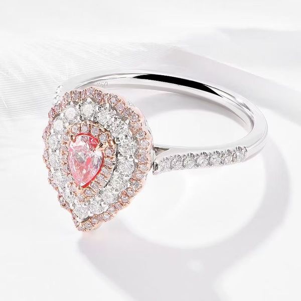 

with side stones 18k gold pink diamond can also be used as a pendant, Silver