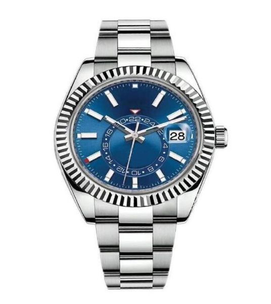 

men watches waterproof dual time zone sky dweller luxury 904l stainless steel watches automatic mechanical sweep movement male wristwatches, Slivery;brown