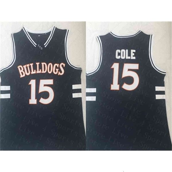 XflspHerren J. Cole #15 High School Basketball Sticthed Jersey Schwarz Günstige FTS Movie Basketball-Shirts Größe S-XXL