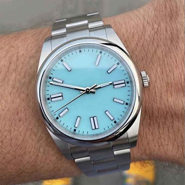 

41mm latest sapphire glass men's watch 2813 automatic movement mechanical stainless steel watches master blue simple dial277s, Slivery;brown