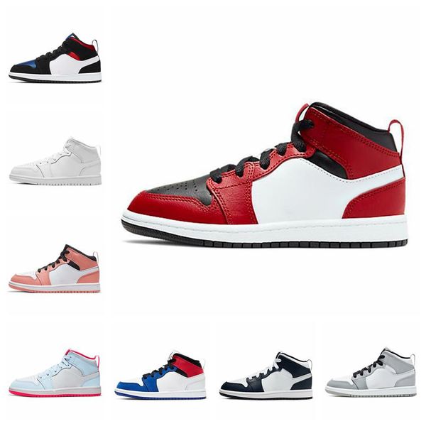 

new kids designer basketball shoes toddler sneakers boys girls banned 1s weaving infant youth white pink child sports athletic, Black
