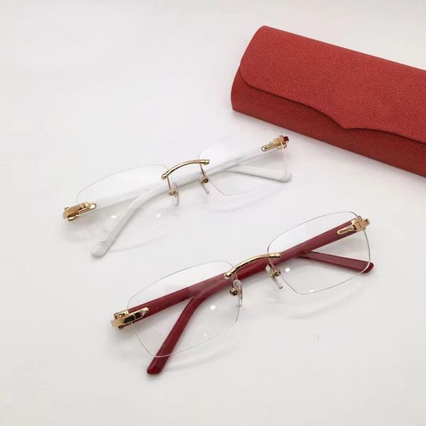 

selling luxury designer optical glasses for men mens frame for women woman square half frame wooden legs ransparent lens vintage simple styl, Black