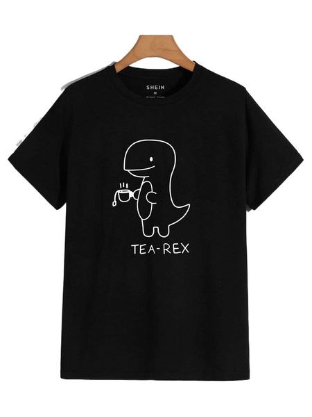 

men cartoon and letter graphic tee c3l4#, White;black