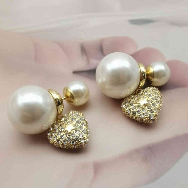 

new fashion trend jewelry luxury quality designer wholesale family d love inlaid with two light and extravagant large pearl front female, Silver