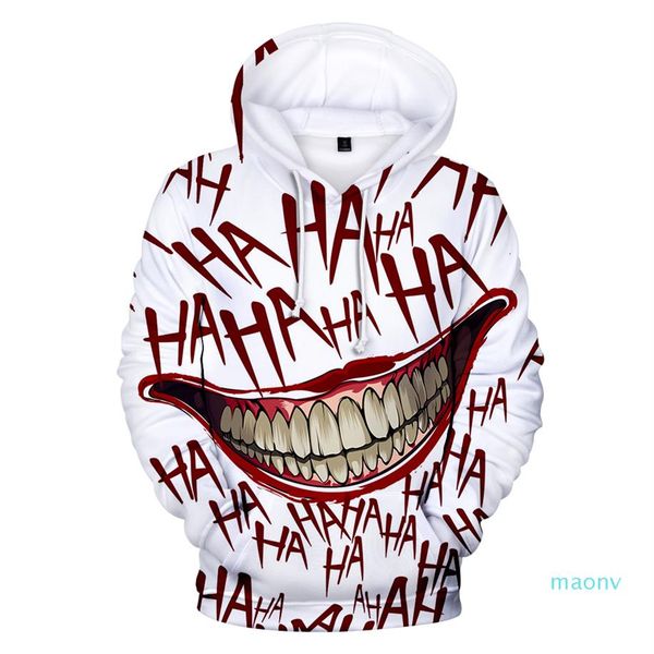 

lucky friday haha joker funny 3d halloween crazy smile pullover hoodie sweatshirt fashion streetwear jacket sportwear194c, Black