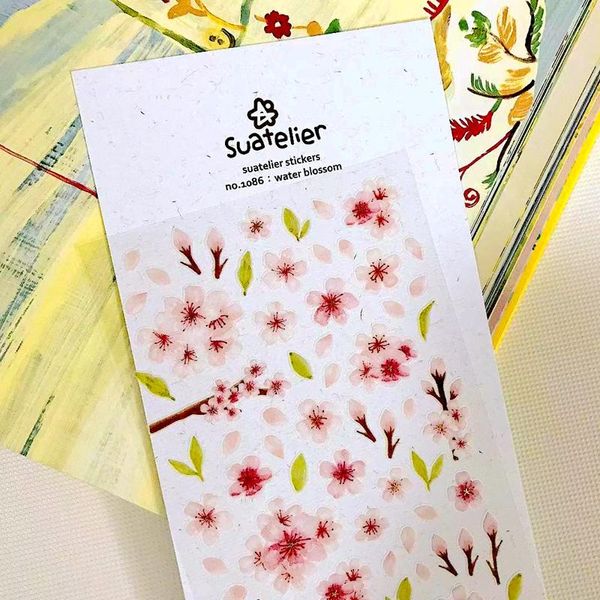 Carta da regalo Suatelier Fiore d'acqua Fiore di sakura Adesivo Scrapbooking Diario spazzatura Diario Adesivi per matrimoni Creazione di carte fai-da-te AbbellimentoGift