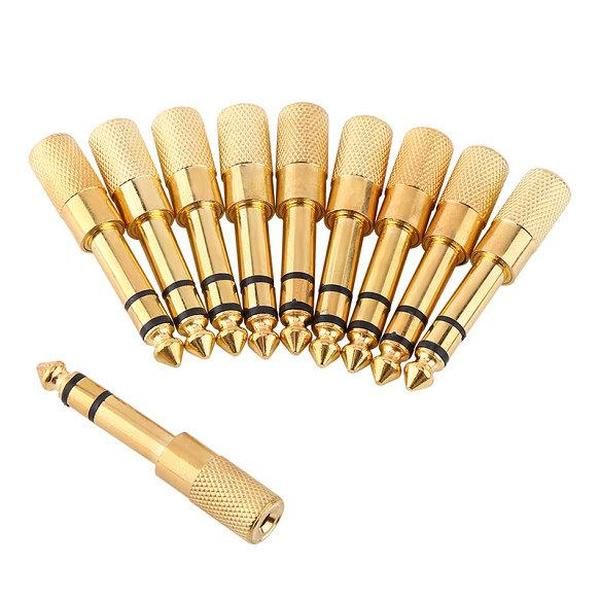 Nuovo 10 Pezzi/Confezioni da 6.5mm 1/4 pollici Maschio a 3.5mm 1/8 pollici Femmina Stereo Audio Plug Mic Jack Adattatore All'ingrosso