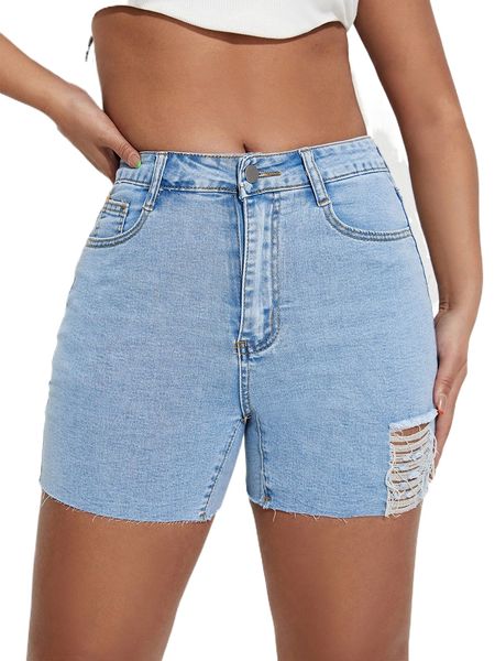 

ripped bleach wash denim shorts z27e#, White;black