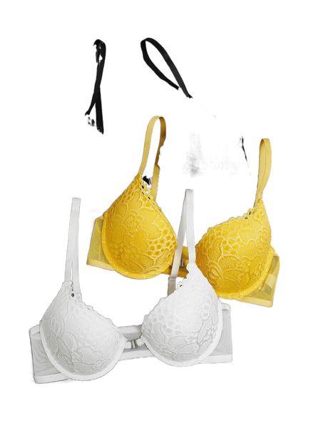 

2pack contrast lace underwire bra set u9yh#, Black;red