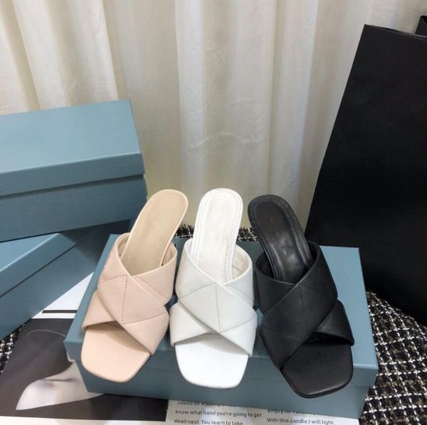 

luxury designer women slippers high heels flip flops leather hight sandal summer slippers, Black