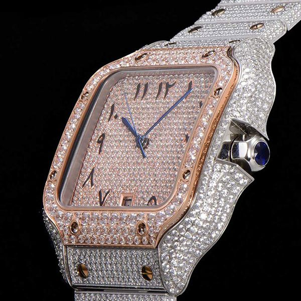 

2023full diamond mens watch automatic mechanical watches 40mm with diamond-studded steel bracelet wristwatch business wristwatches montre de, Silver