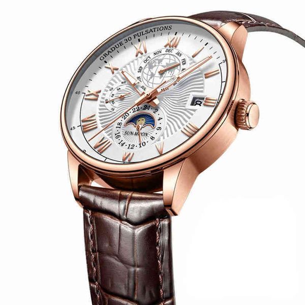 

wristwatches men's mechanical watch luxury waterproof luminous date clock sport for men business quartz wristwatch brand 2022 220418, Slivery;brown