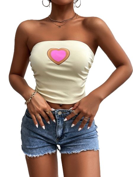 

heart print tube j1or#, White