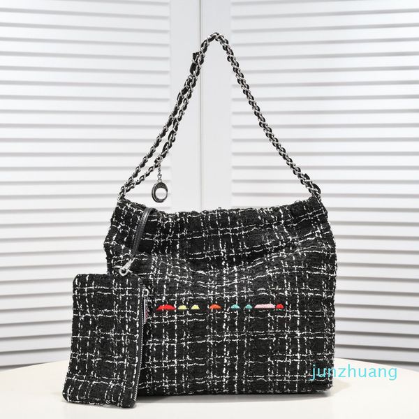 

cc bag designer -large capacity woven bag shoulder handbags chain shoulders strap interior zipper pocket bring a small cell phone bag totes