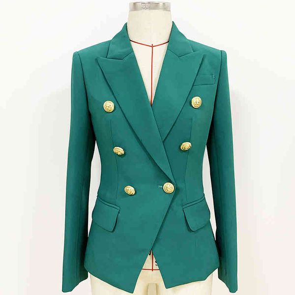 

women's suits & blazers 2022 women's jacket fashionable metal lion head button double breasted slim suit green 2ao1, White;black