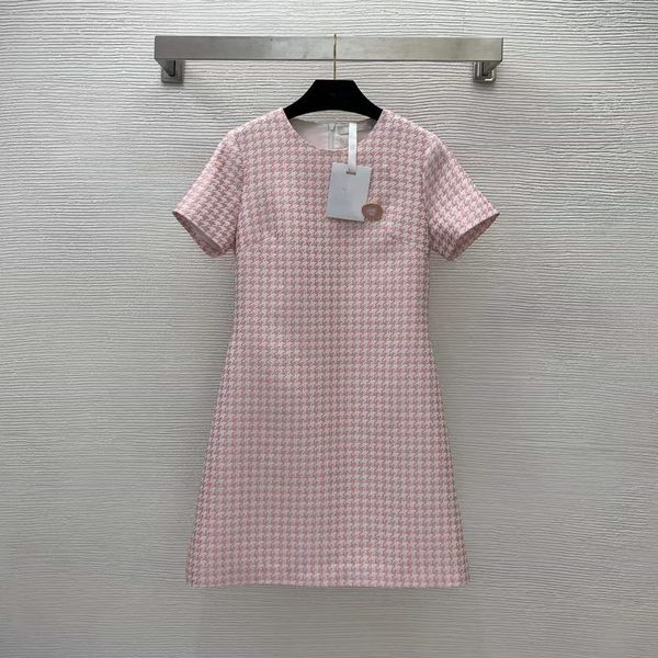 

brand same style dress 2022 summer autumn o neck short sleeve print fashion milan runway designer dresses women's 0606-5, Black;pink