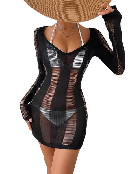 

ripped sweetheart neck backless sweater dress without lingerie o7ab#, White;black