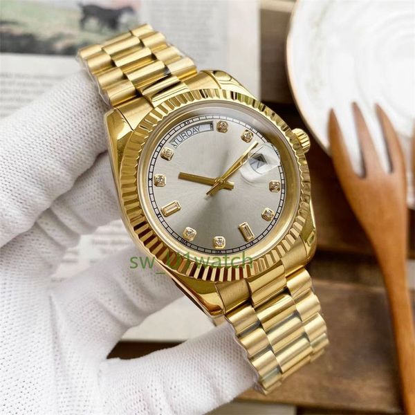 

ladies mens watch 41mm 36mm automatic mechanical movement 904l stainless steel bracelet luminous water resistant gold watchs 0012, Slivery;golden
