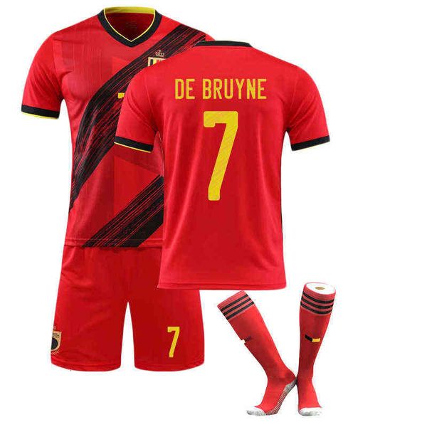 

2021 belgium home and away no. 7 de brauner 10 azar jersey set soccer, Gray