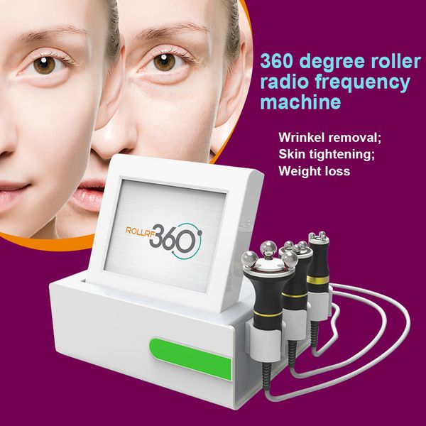 Equipamento portátil 360 Roller RF Rolling Radiofrequency Slimming Machine Redução de celulite inteiro Massageador do corpo Remoção de saco de luminária Dispositivo de terapia de luz